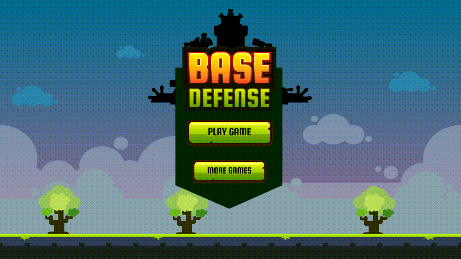 Base Defense Game Welcome Screen Screenshot.
