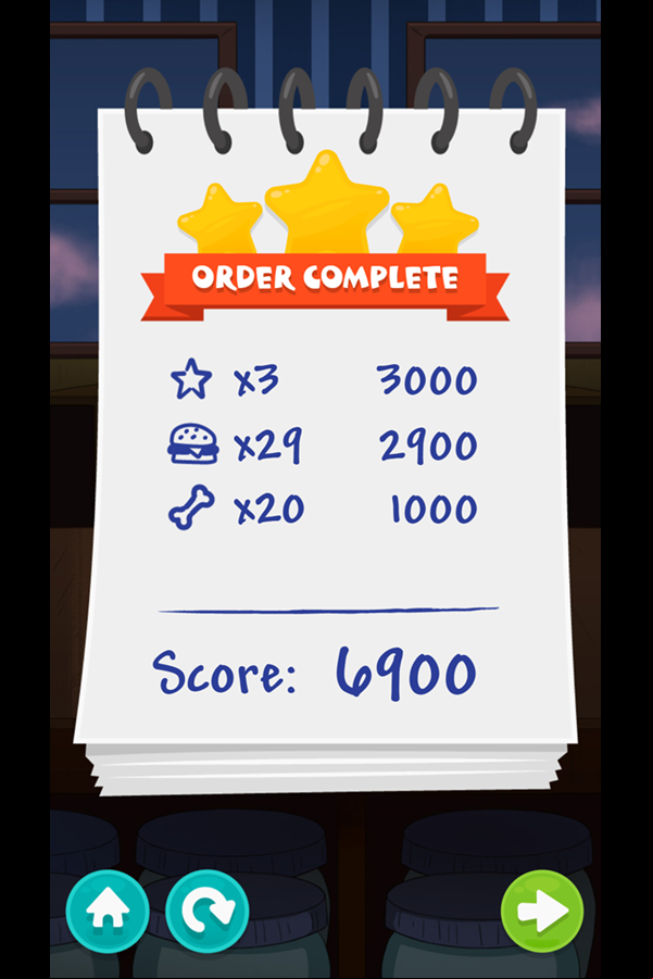 Be Cool Scooby Doo Sandwich Tower Game Level Score Screenshot.