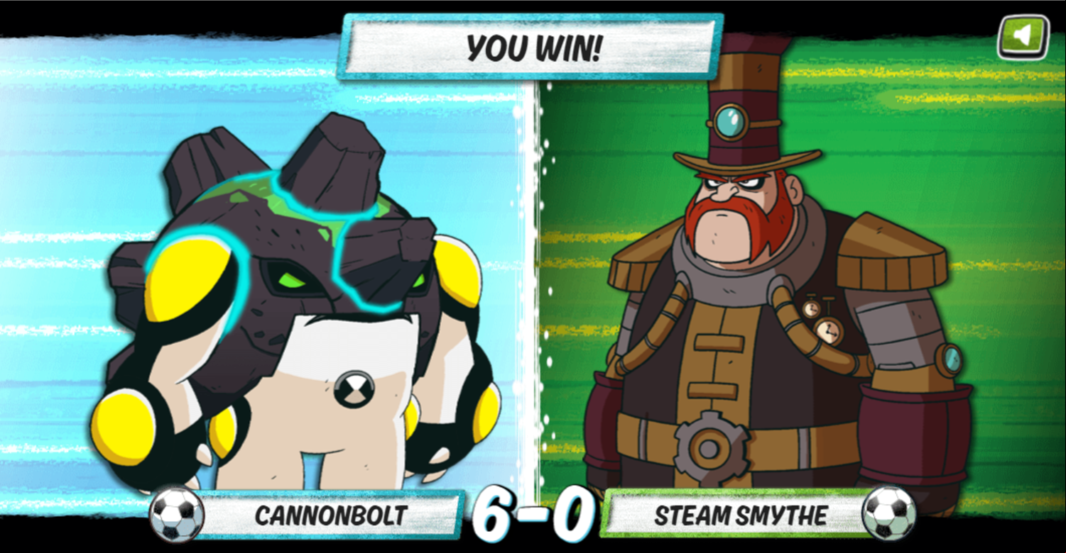 Ben 10 Penalty Power Game Match Won Screenshot.