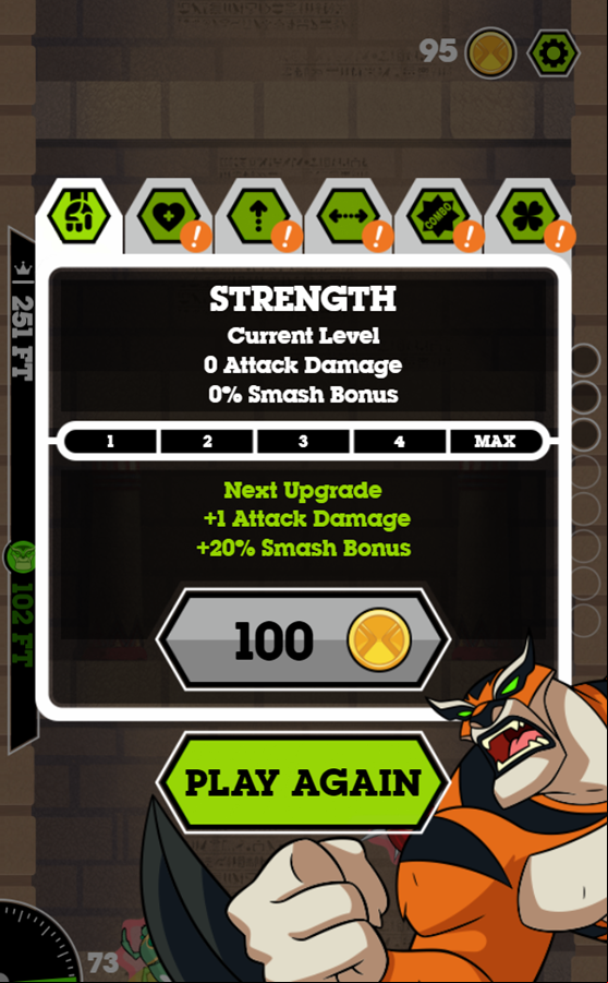 Ben 10 Tomb of Doom Game Upgrades Screenshot.