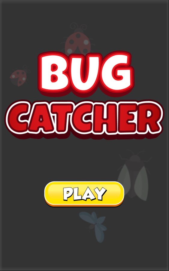 Bug Catcher Game Welcome Screen Screenshot.