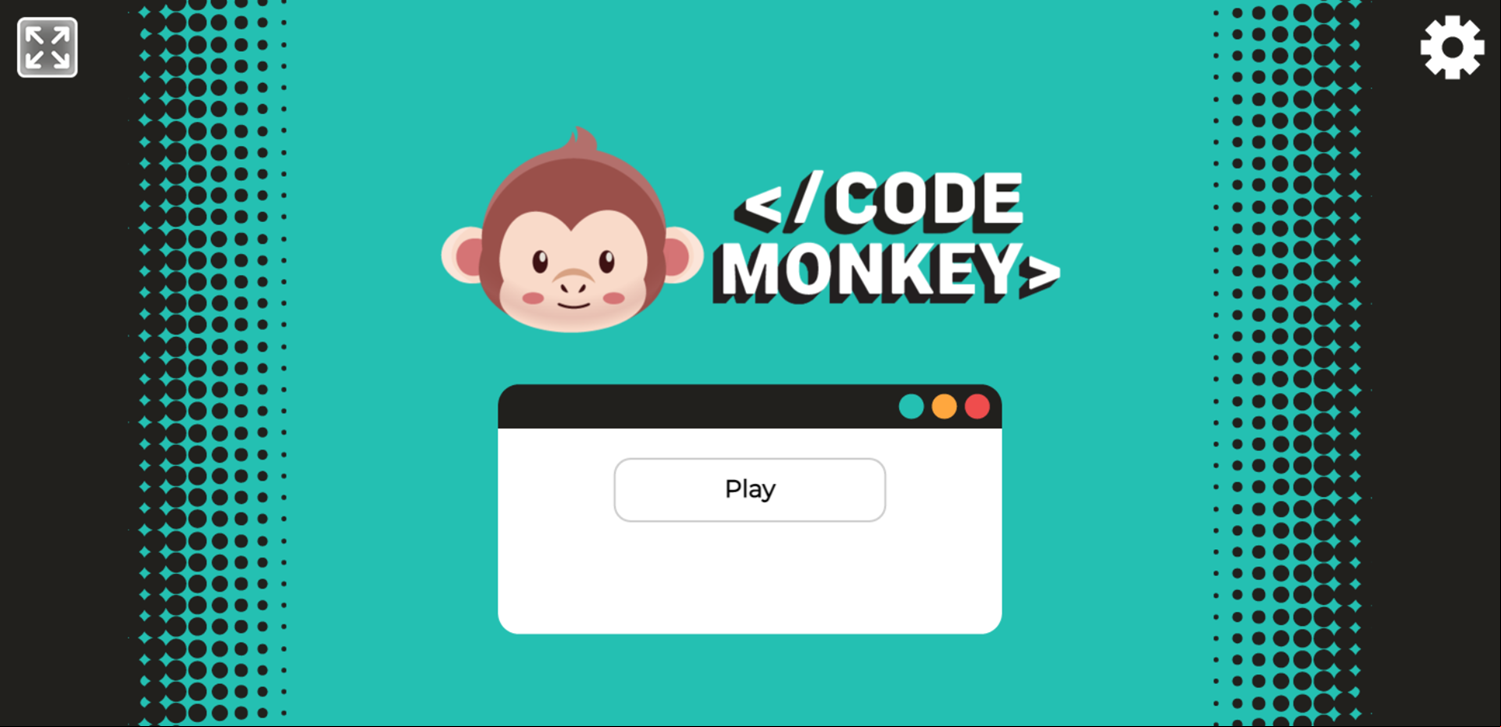 Code Monkey Game Welcome Screen Screenshot.