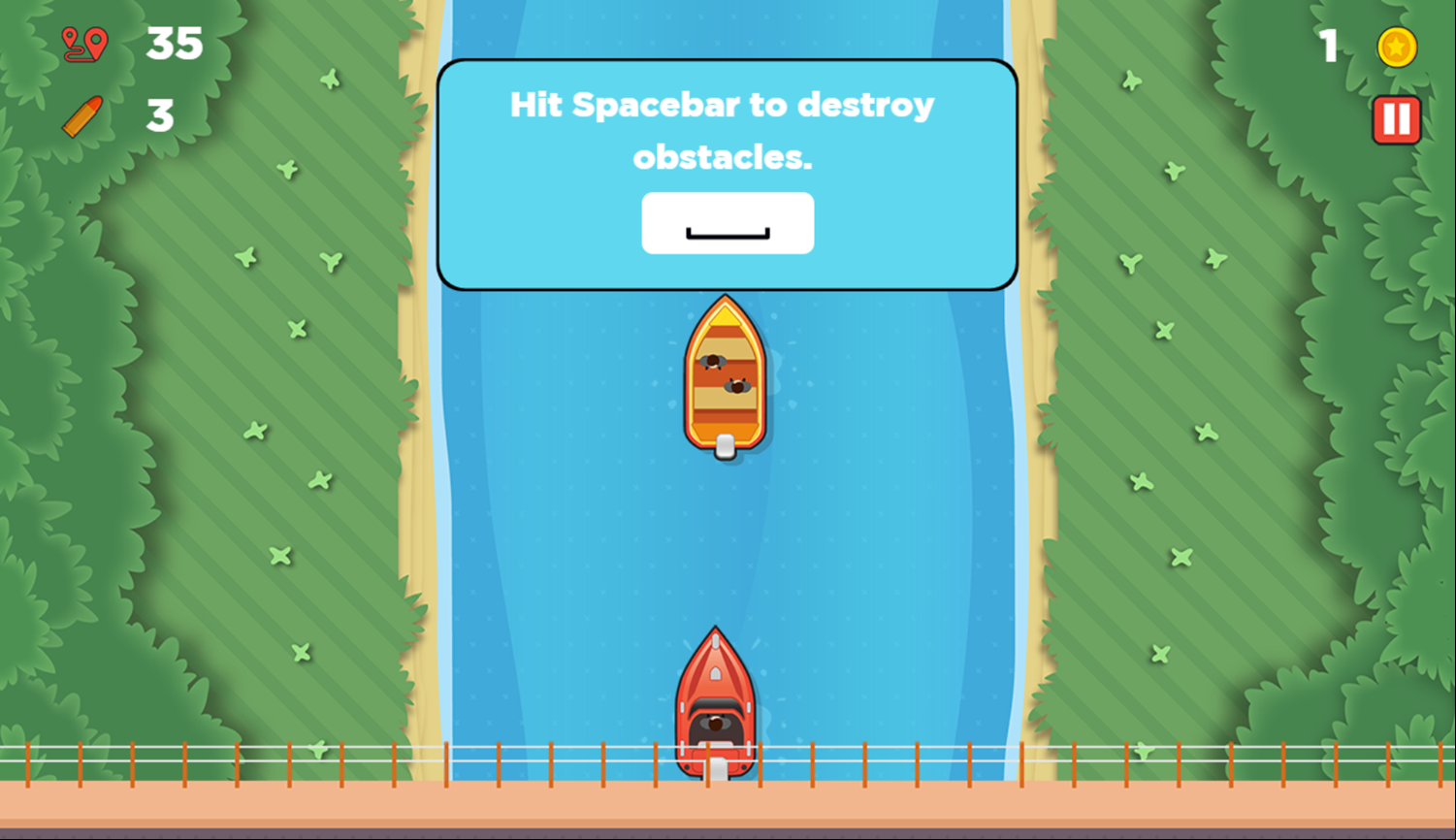 Commando Boat Game Instructions Screenshot.