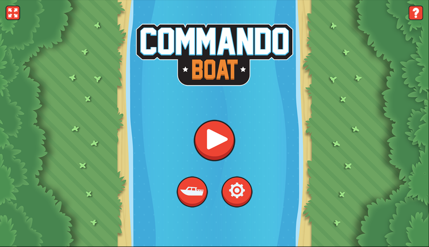 Commando Boat Game Welcome Screen Screenshot.
