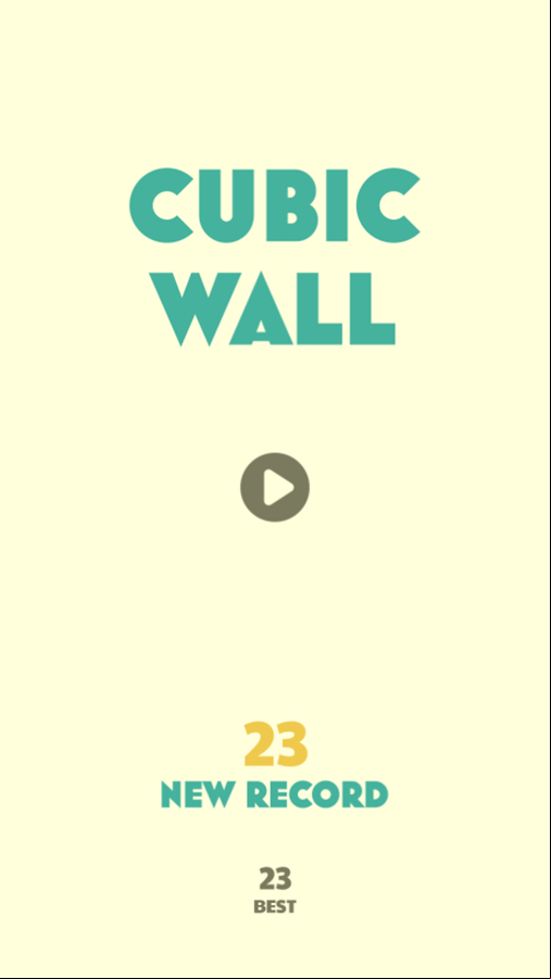 Cubic Wall Game Best Score Screenshot.