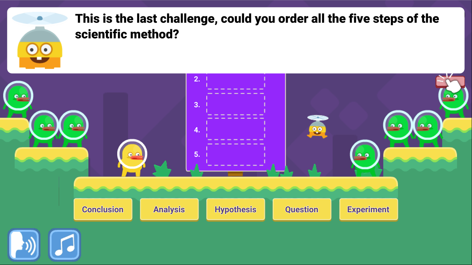 DocDuck Scientific Method Game Order the Steps Screenshot.