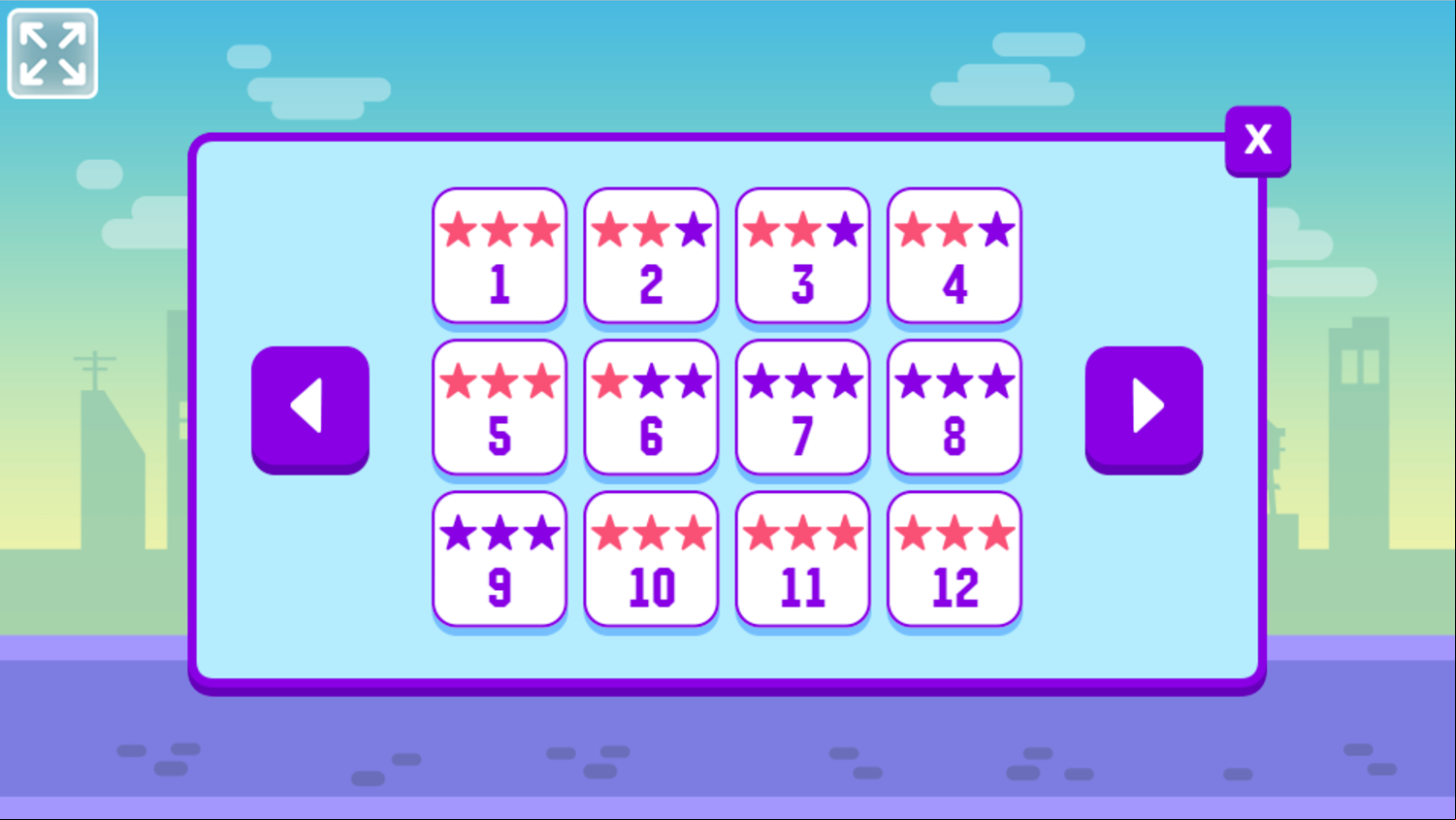 Drone Pickup Service Game Level Select Screen Screenshot.