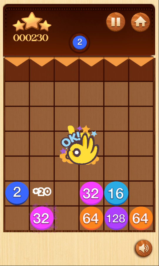 Drops Number 2048 Game Start Screenshot.