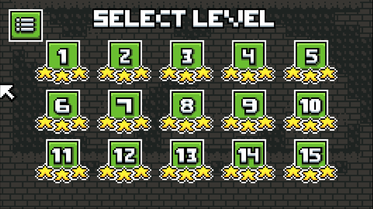 Dungeon Quest Game Level Select Screen Screenshot.
