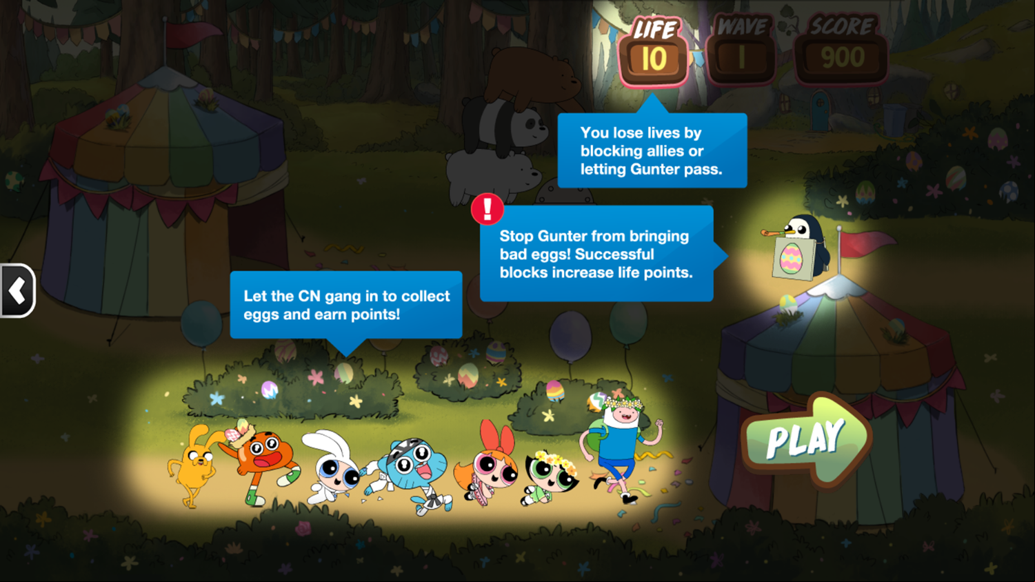 Eager Egg Hunt Game Instructions Screenshot.