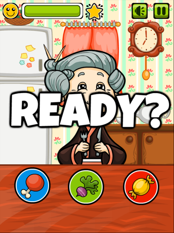 Feed The Grandma Game Start Screenshot.
