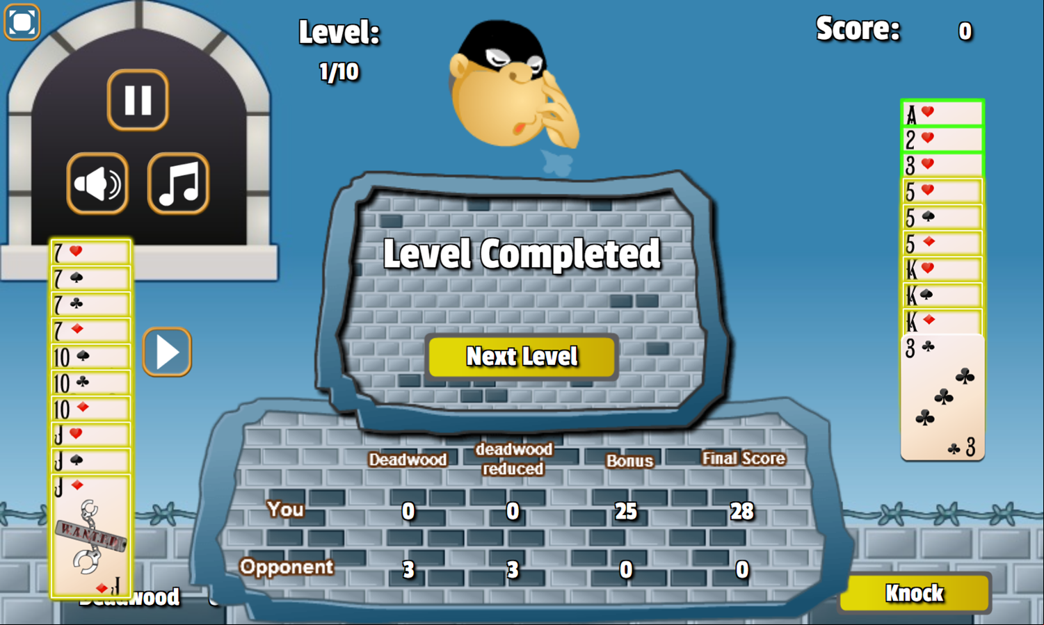 Gin Rummy Game Win Round Screenshot.