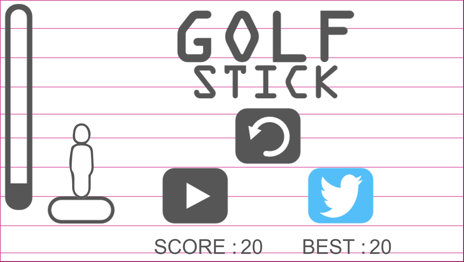 Golf Stick Game Welcome Screen Screenshot.