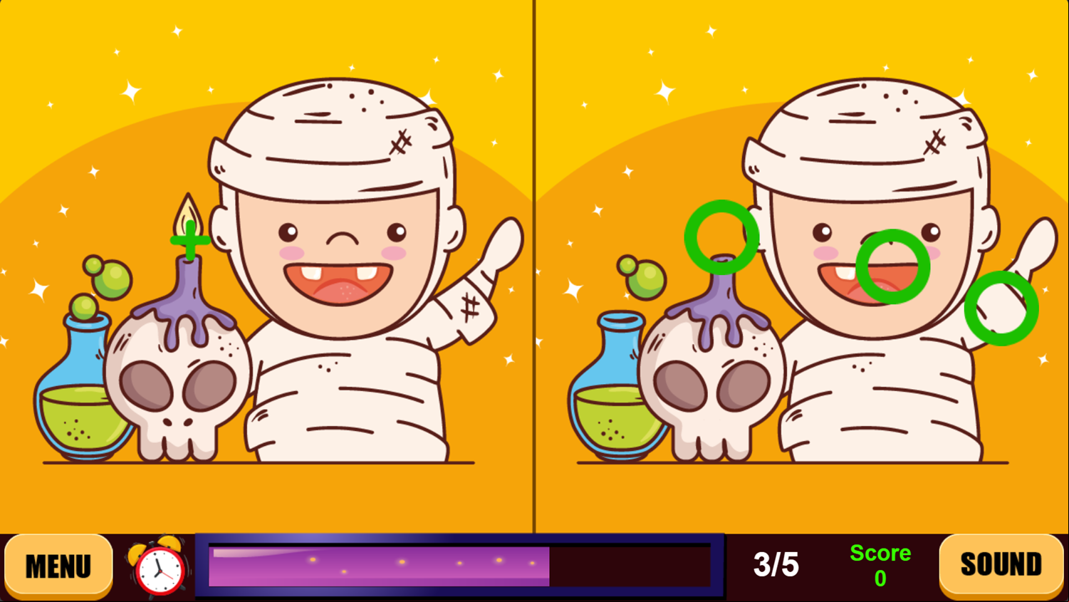 Halloween Spot the Differences Game Level Play Screenshot.