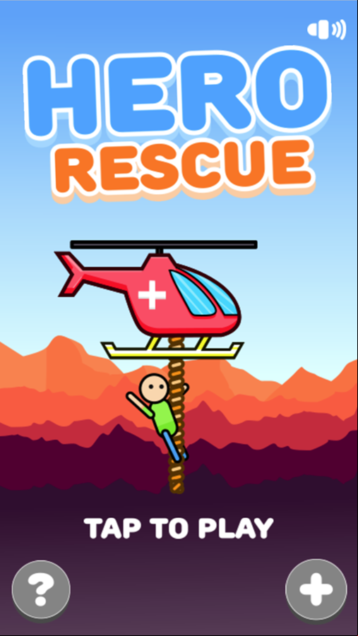 Hero Rescue Helicopter Game Welcome Screen Screenshot.