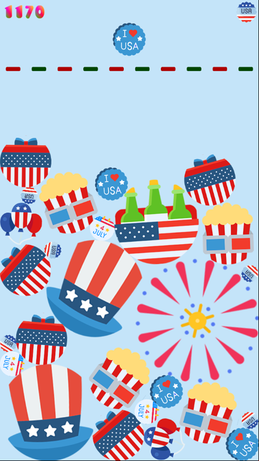 Independence Day Suika Game Challenge Screenshot.