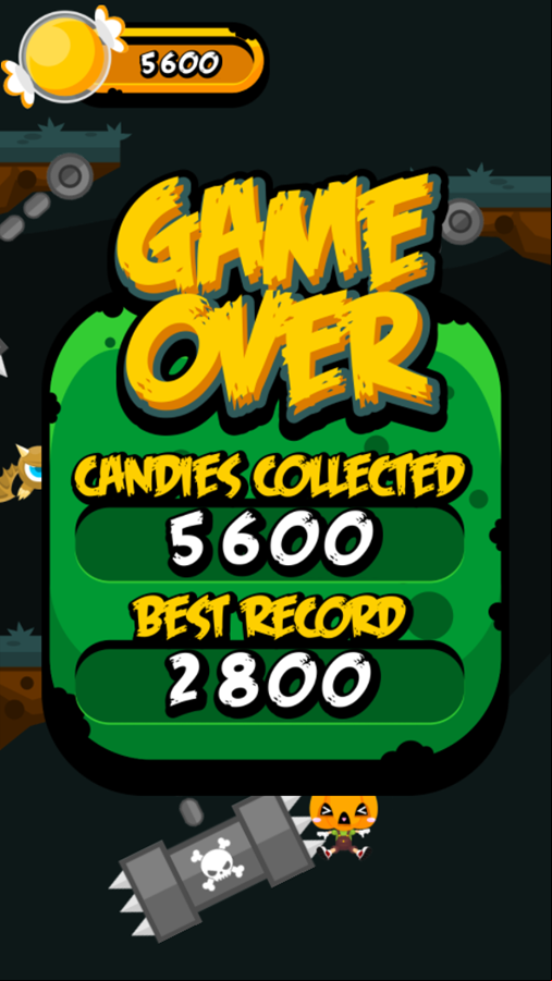 Jack O' Copter Game Over Screenshot.