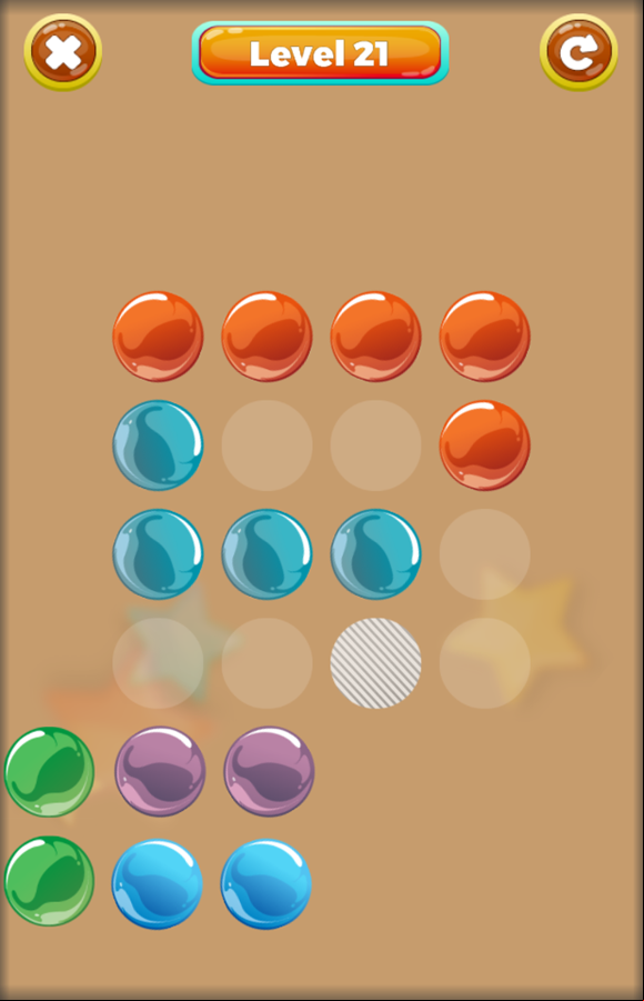 Marbles Puzzle Game Level Progress Screenshot.
