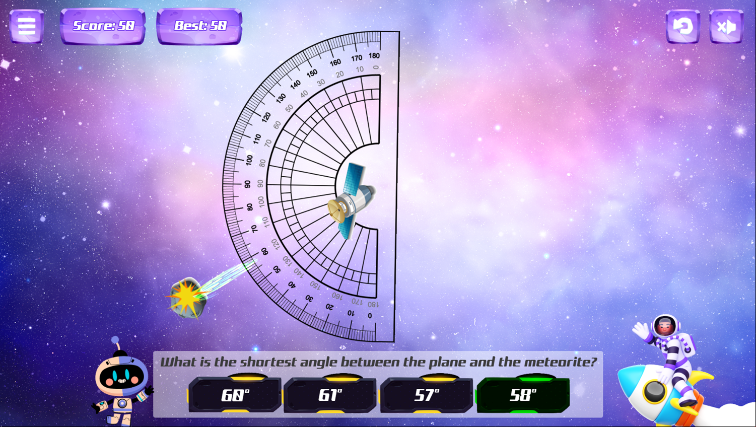 Math Angle Game Progress Screenshot.