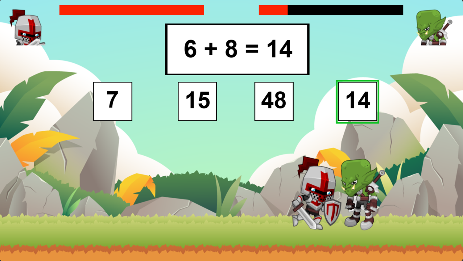 Math Battle 2 Game Progress Screenshot.