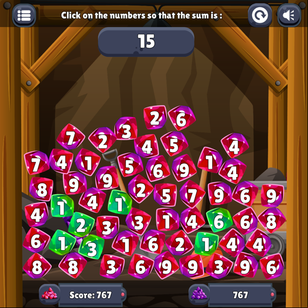 Math Sum Diamond Game Play Screenshot.