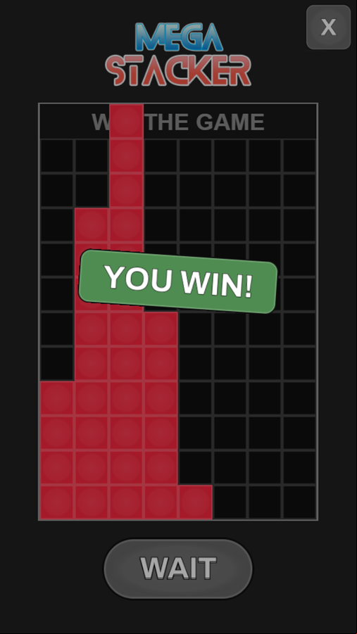 Mega Stacker Game Win Screenshot.