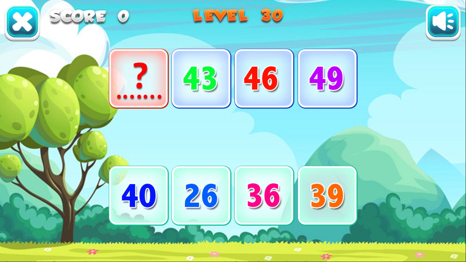 Missing Number Game Level Progress Screenshot.