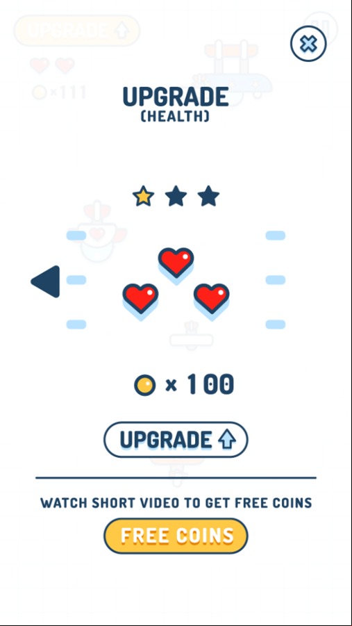 Plane Shooter Game Health Upgrade Screen Screenshot.