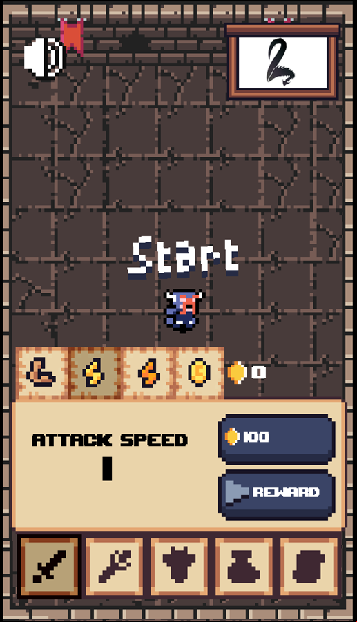 Pocket Dungeon Survivor Game Welcome Screen Screenshot.