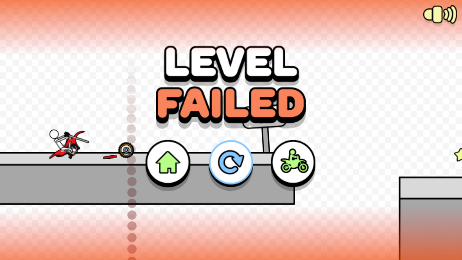 Pocket Racing Game Level Failed Screen Screenshot.