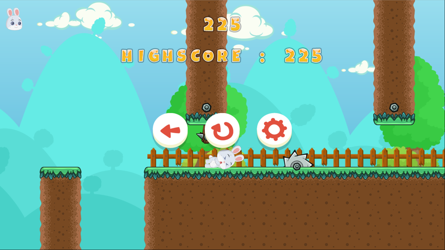 Rabbit Run Adventure Game Over Screen Screenshot.