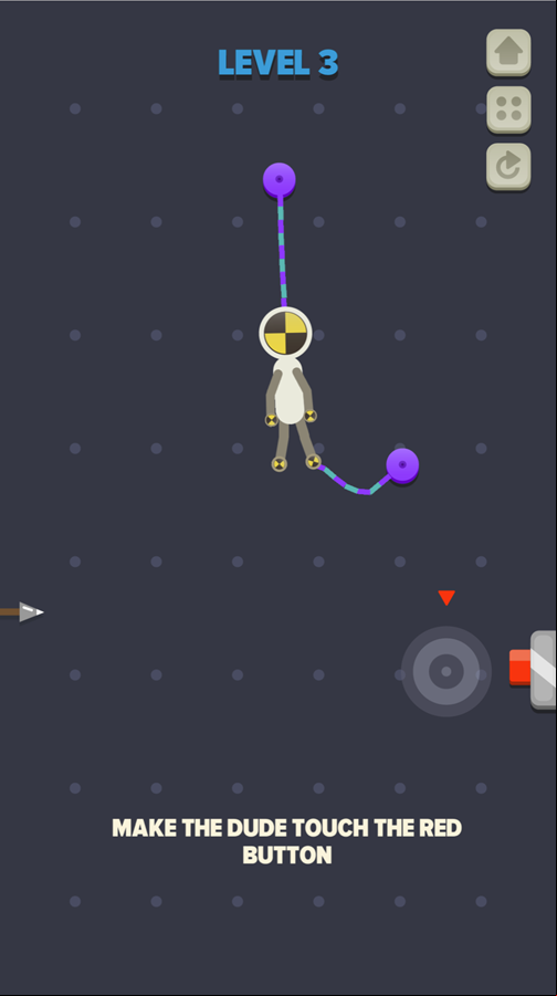 Rope Dude Game Red Button Instructions Screen Screenshot.