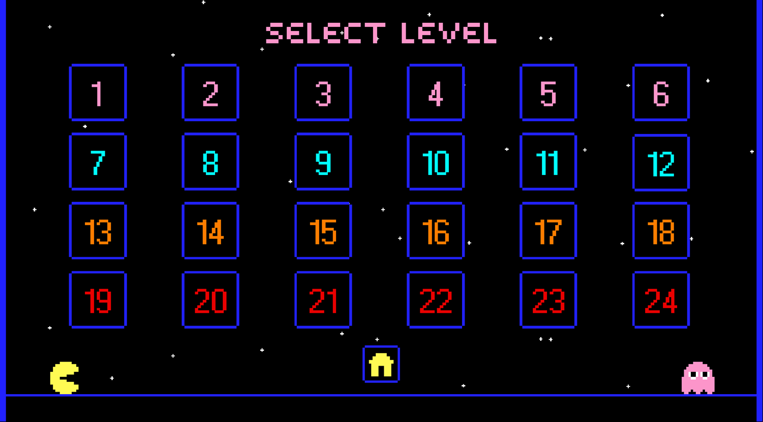 Save Pac Game Level Select Screen Screenshot.