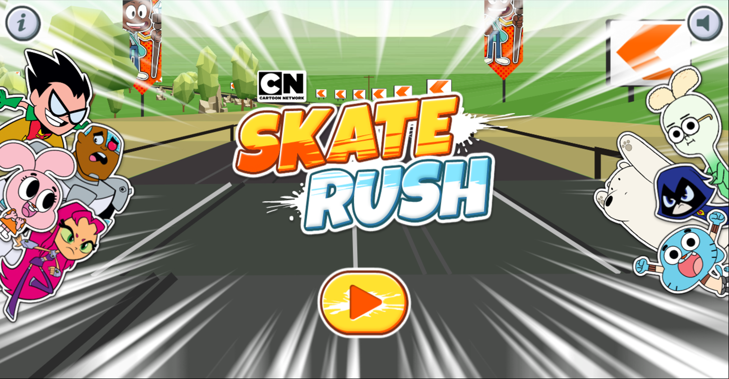 Skate Rush Game Welcome Screen Screenshot.