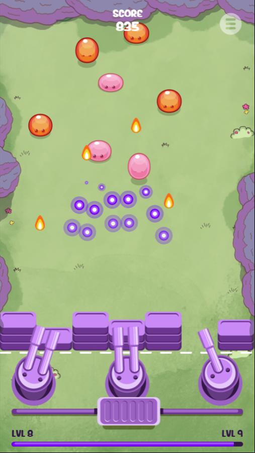 Slime Invader Game Shooting at Fire Slime Screenshot.