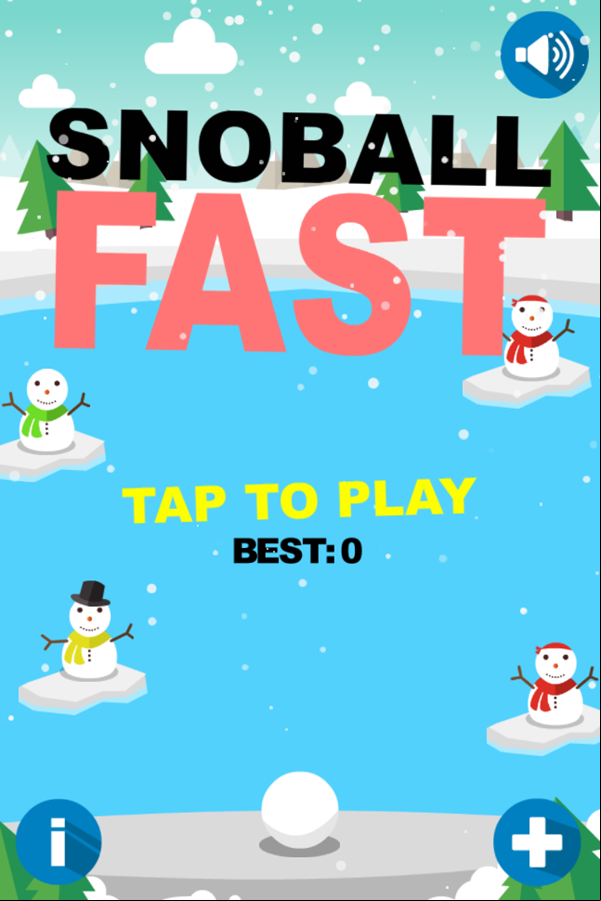 Snowball Fast Game Welcome Screen Screenshot.