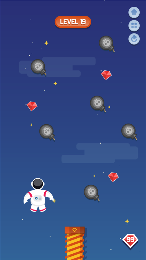 Space Game Bombs and Gems Screenshot.