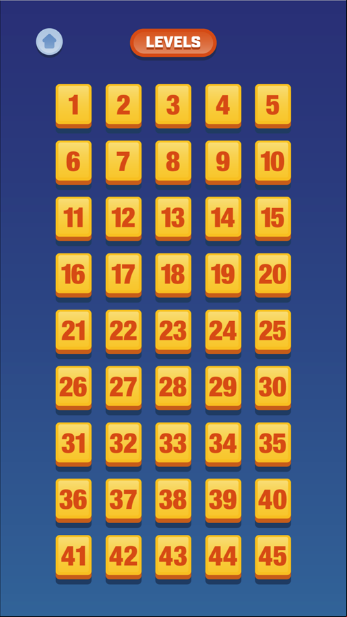 Space Game Level Select Screen Screenshot.