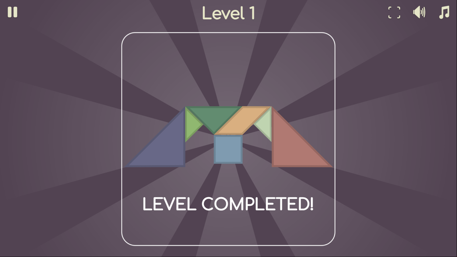 Tangram Swap Game Level Complete Screenshot.