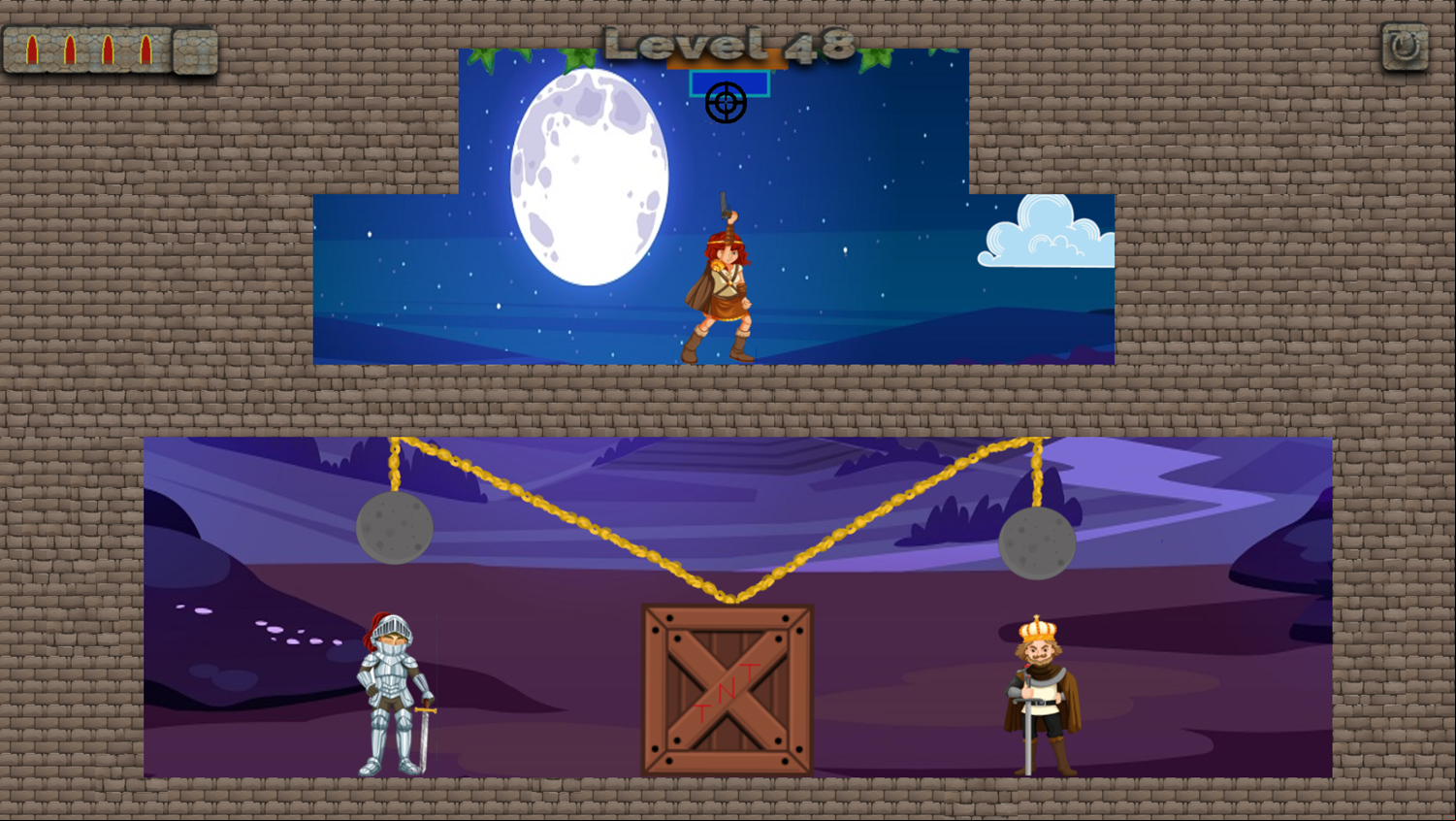 Target Triumph Game Level With a Button and TNT Screenshot.