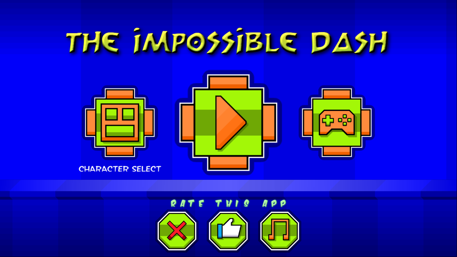 The Impossible Dash Game Welcome Screen Screenshot.