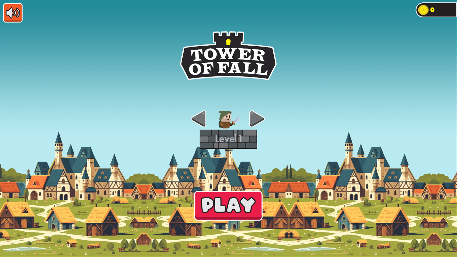 Tower of Fall Game Welcome Screen Screenshot.