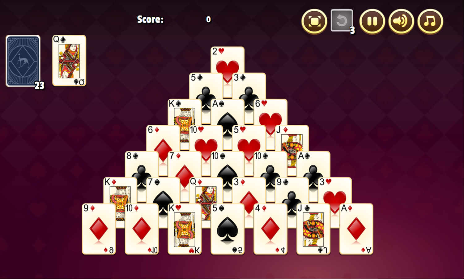 Tower Solitaire Game Start Screenshot.