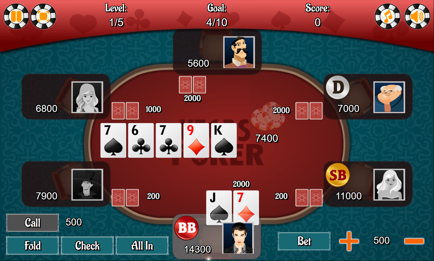Vegas Poker Game Round Final Bet Screenshot.