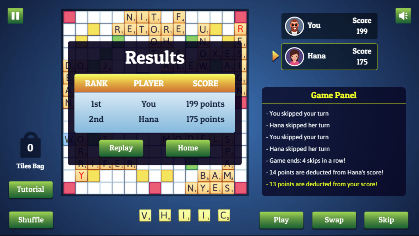 Wordmeister Game Over Screen Screenshot.